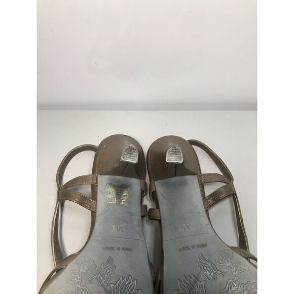 Salvador Sapena Brown Taupe Leather Peep Toe Strap Heels Women Sz 38EU/7.5US - Picture 11 of 11